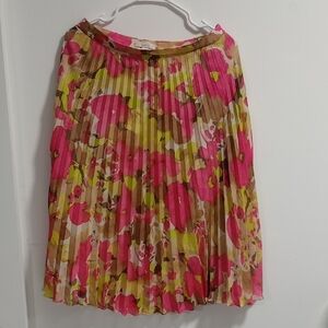 LOFT A-Line Floral Skirt - Pink, Green, and Brown